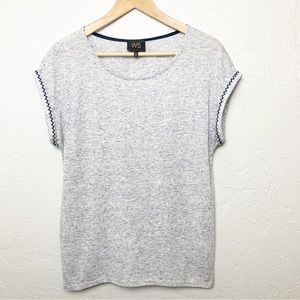 W5 Embroidery Trim Detailed Striped Top